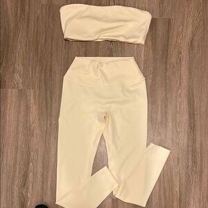 Crop Shop Boutique Cream Leggings and Bandeau Set